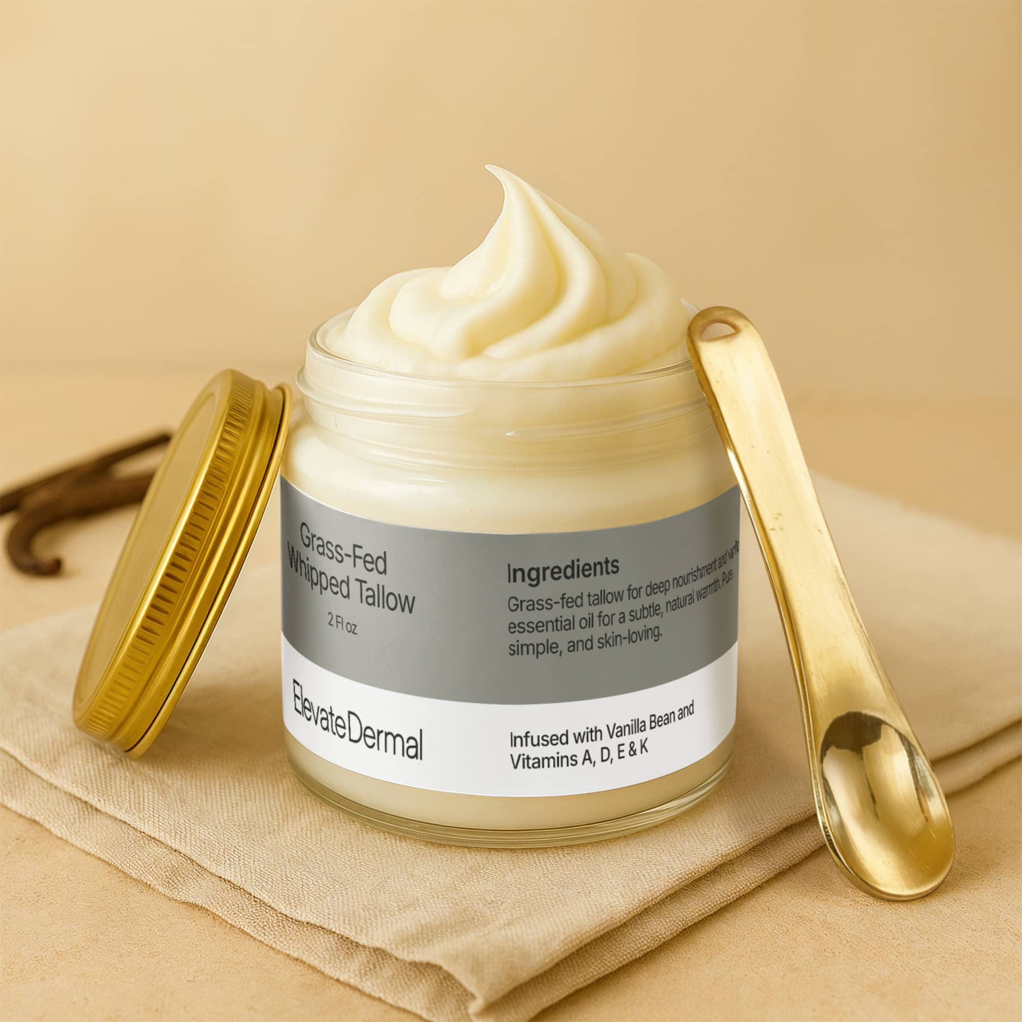 Whipped Grass-Fed Tallow Balm with Vanilla Bean